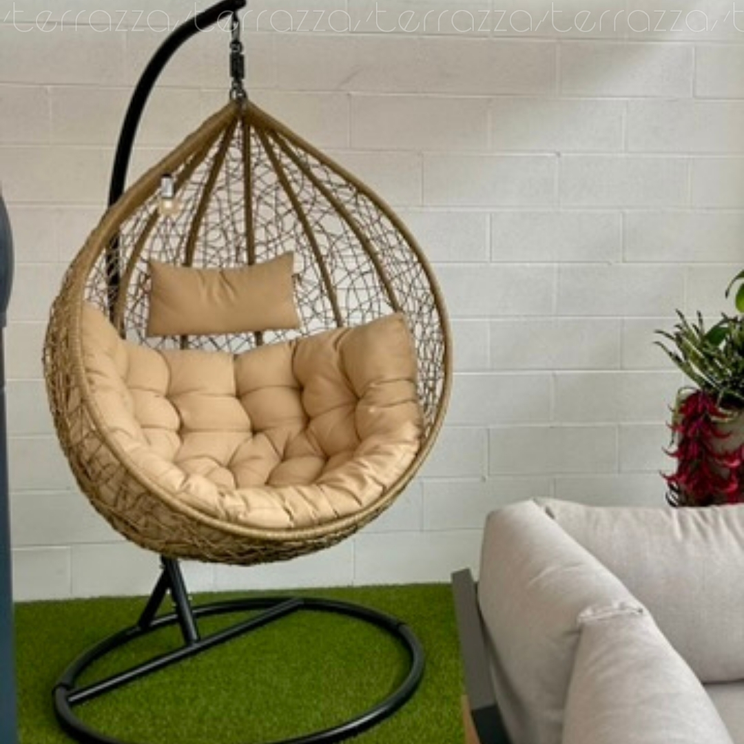 Hanging cocoon chair Amirantes beige Bizzotto