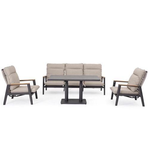 Комплект садовий диван, крісла та журнальний стіл Miguel антрацит/бежевий antracite/beige