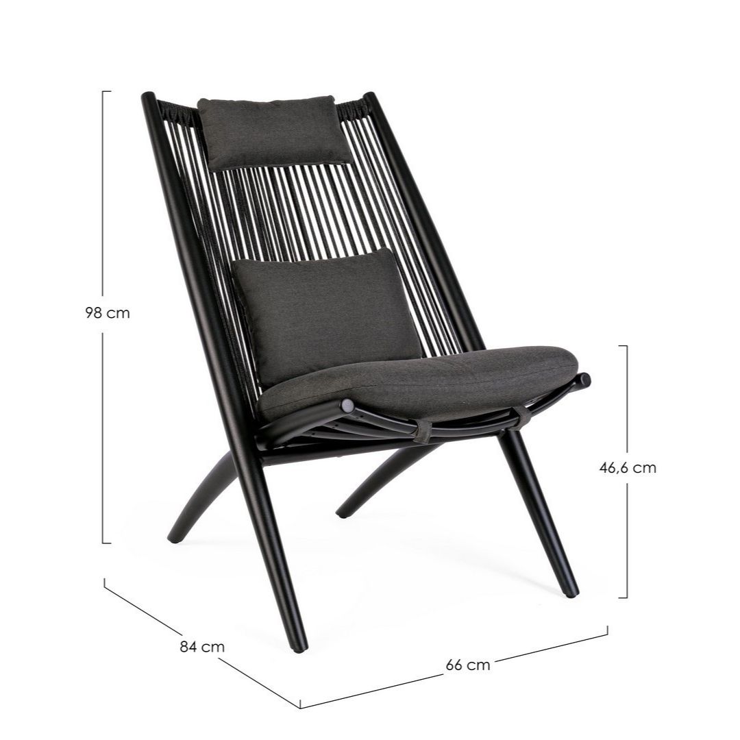 Aloha lounge armchair black/anthracite Bizzotto