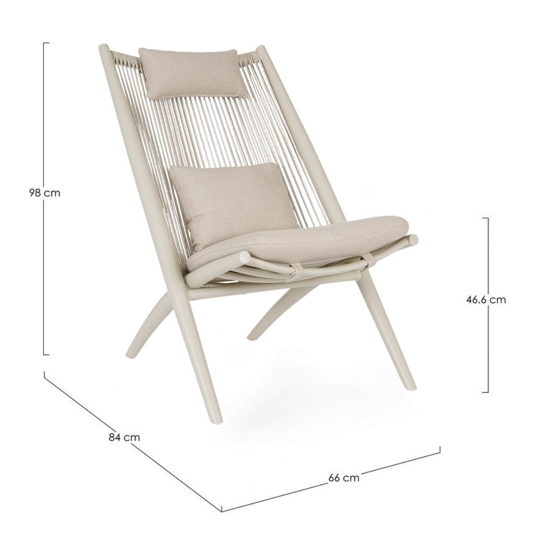 Aloha lounge armchair beige/sandshell Bizzotto